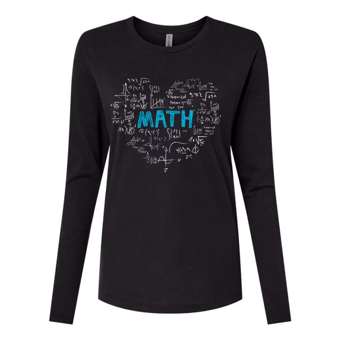 Math Lover Heart Mathematics Geek Gift Teacher Womens Cotton Relaxed Long Sleeve T-Shirt