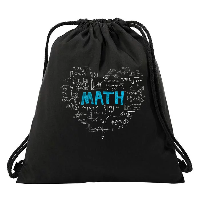 Math Lover Heart Mathematics Geek Gift Teacher Drawstring Bag