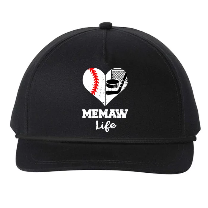 Memaw Life Heart Funny Baseball Hockey Memaw Gift Snapback Five-Panel Rope Hat