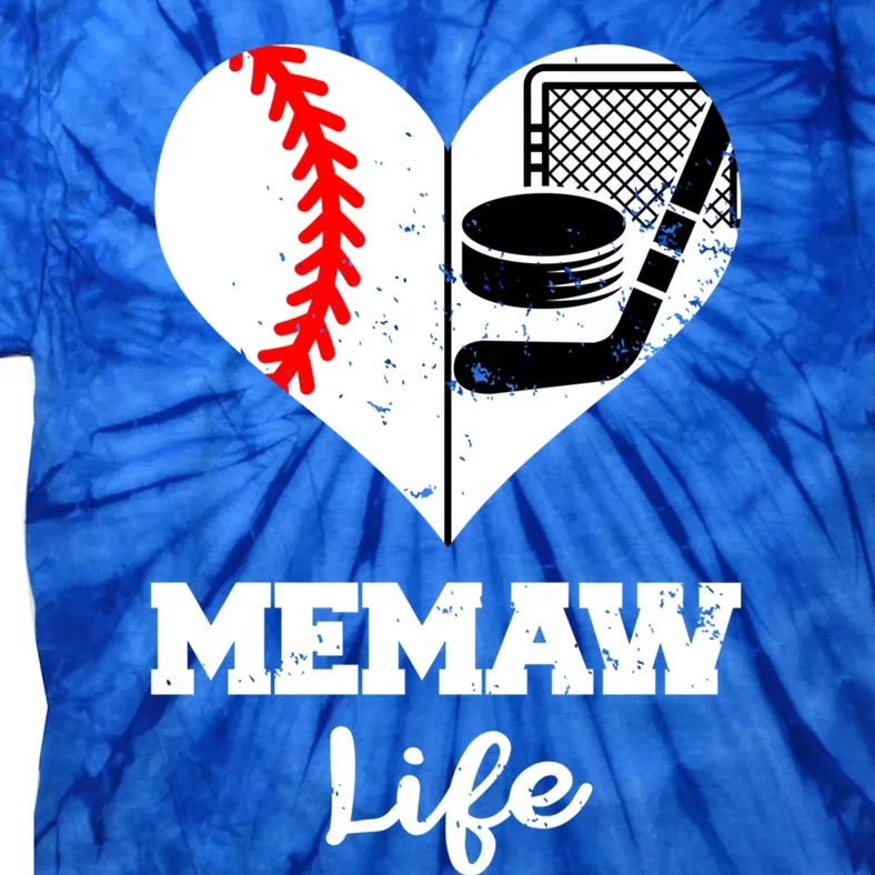 Memaw Life Heart Funny Baseball Hockey Memaw Gift Tie-Dye T-Shirt