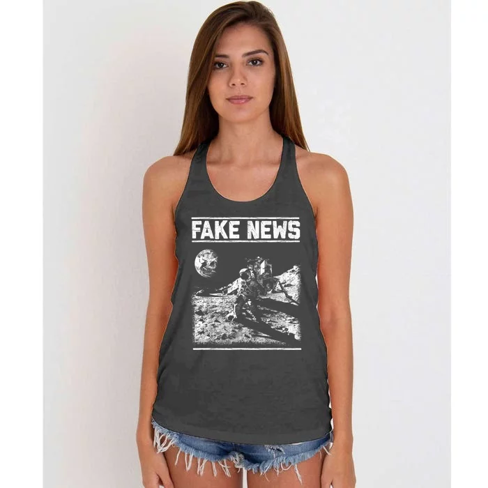 Moon Landing Hoax Apollo 11 1969 Conspiracy Theory Fake News Women's Knotted Racerback Tank