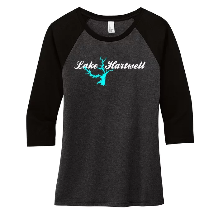 Minimalist Lake Hartwell Georgia South Carolina Women's Tri-Blend 3/4-Sleeve Raglan Shirt