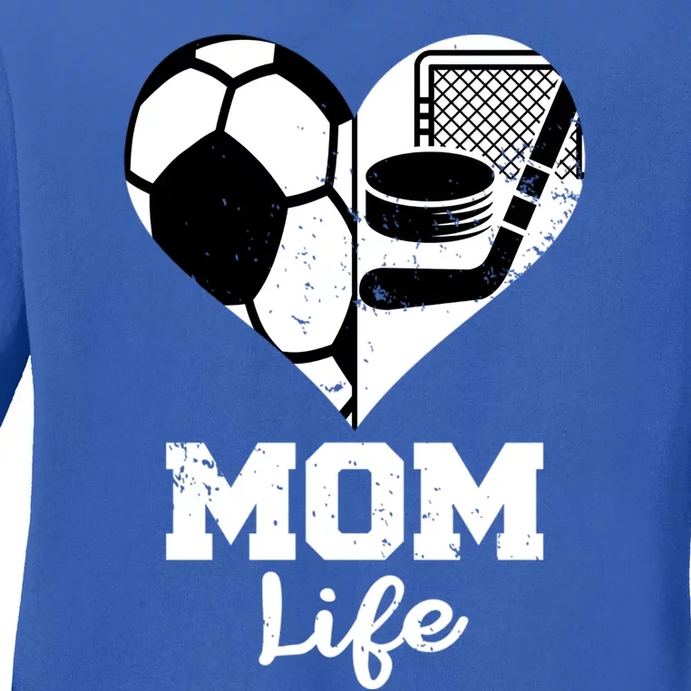 Mom Life Heart Funny Soccer Hockey Mom Gift Ladies Long Sleeve Shirt