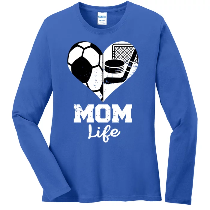 Mom Life Heart Funny Soccer Hockey Mom Gift Ladies Long Sleeve Shirt