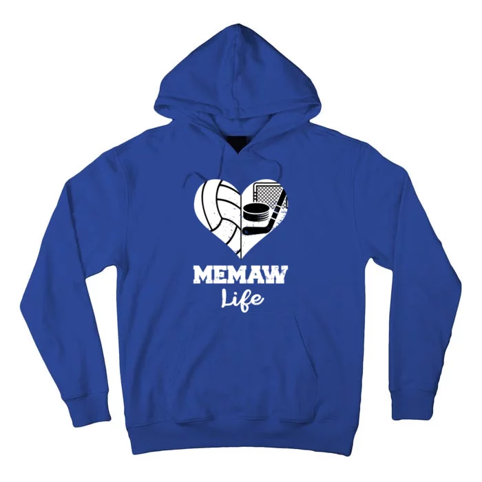 Memaw Life Heart Funny Volleyball Hockey Memaw Gift Tall Hoodie