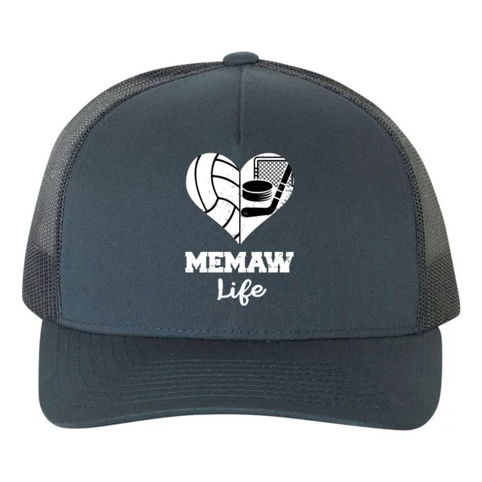 Memaw Life Heart Funny Volleyball Hockey Memaw Gift Yupoong Adult 5-Panel Trucker Hat