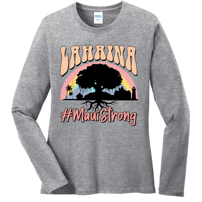 Maui Lahaina Hawaii Banyan Tree Strong Ladies Long Sleeve Shirt