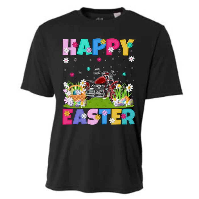 Motorcycle Lover Happy Easter Funny Motorcycle Easter Sunday Gift Cooling Performance Crew T-Shirt