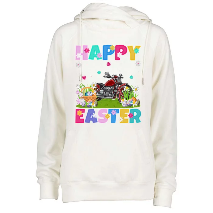 Motorcycle Lover Happy Easter Funny Motorcycle Easter Sunday Gift Womens Funnel Neck Pullover Hood