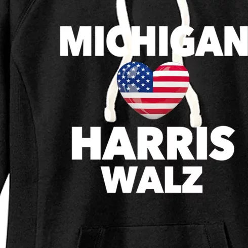 Michigan Loves Harris Walz America Usa Election Vote Funny Gift Women's Fleece Hoodie