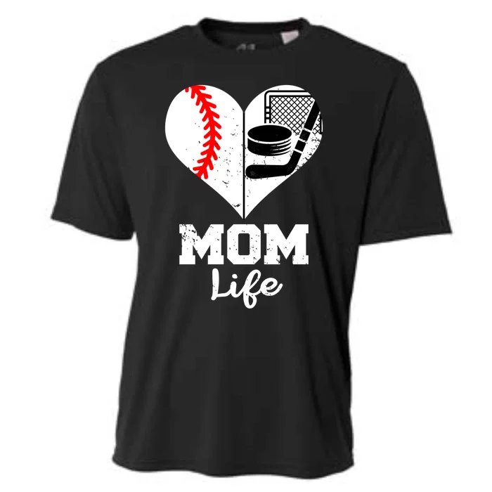 Mom Life Heart Funny Baseball Hockey Mom Great Gift Cooling Performance Crew T-Shirt