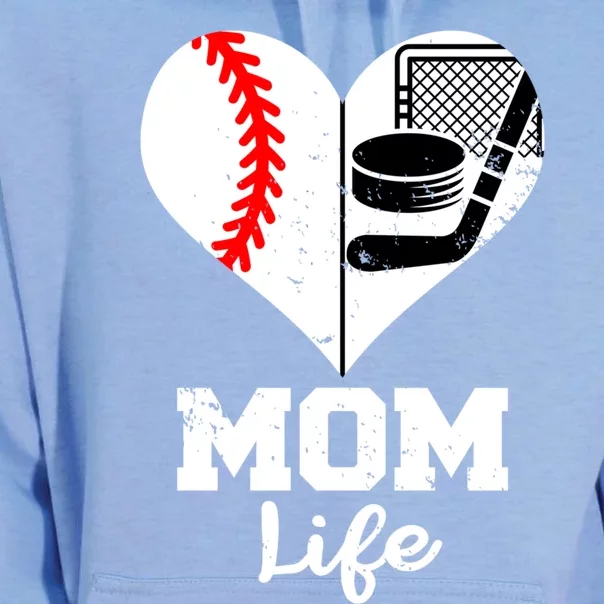 Mom Life Heart Funny Baseball Hockey Mom Great Gift Unisex Surf Hoodie