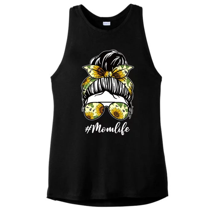 Mom Life Hair Bun Sunflower Cute Gift Ladies Tri-Blend Wicking Tank