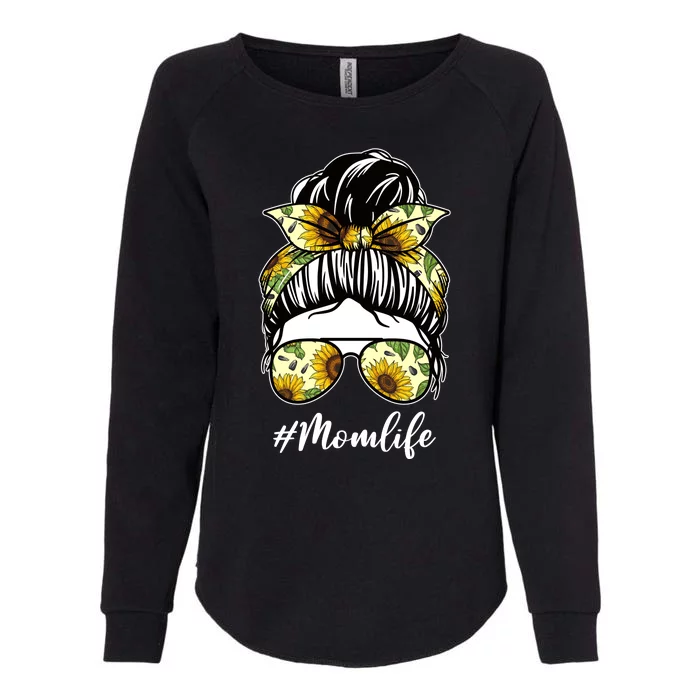 Mom Life Hair Bun Sunflower Cute Gift Womens California Wash Sweatshirt