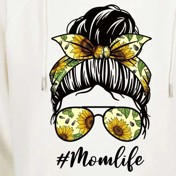 Mom Life Hair Bun Sunflower Cute Gift Womens Funnel Neck Pullover Hood