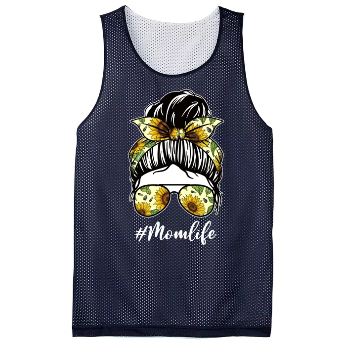 Mom Life Hair Bun Sunflower Cute Gift Mesh Reversible Basketball Jersey Tank