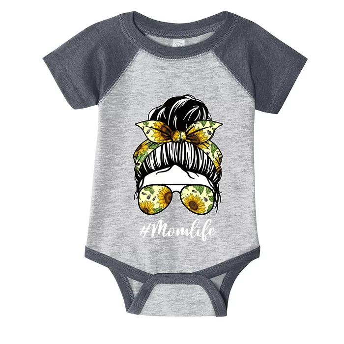 Mom Life Hair Bun Sunflower Cute Gift Infant Baby Jersey Bodysuit