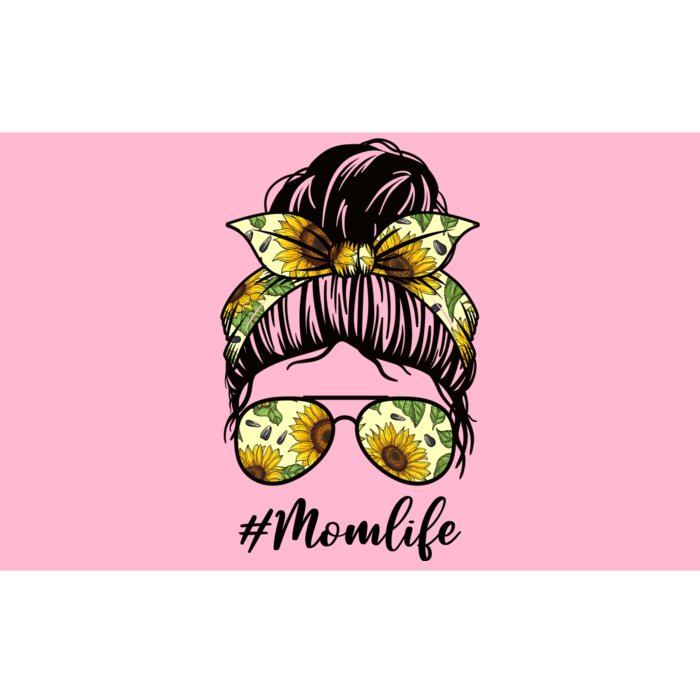 Mom Life Hair Bun Sunflower Cute Gift Bumper Sticker