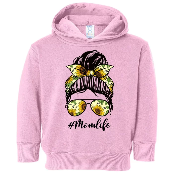 Mom Life Hair Bun Sunflower Cute Gift Toddler Hoodie