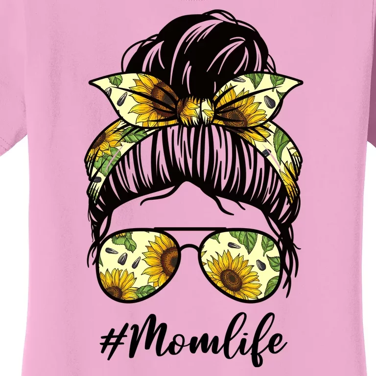 Mom Life Hair Bun Sunflower Cute Gift Women's T-Shirt