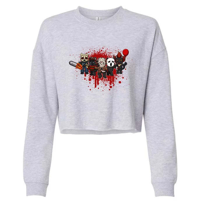 My Little Horror Crew Halloween Black Cat Cropped Pullover Crew