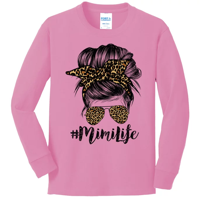 Mimi Life Hair Bandana Glasses Leopard Print Mothers Day Cute Gift Kids Long Sleeve Shirt