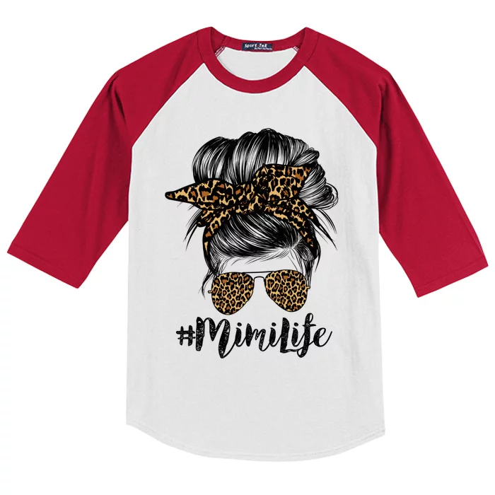 Mimi Life Hair Bandana Glasses Leopard Print Mothers Day Cute Gift Kids Colorblock Raglan Jersey