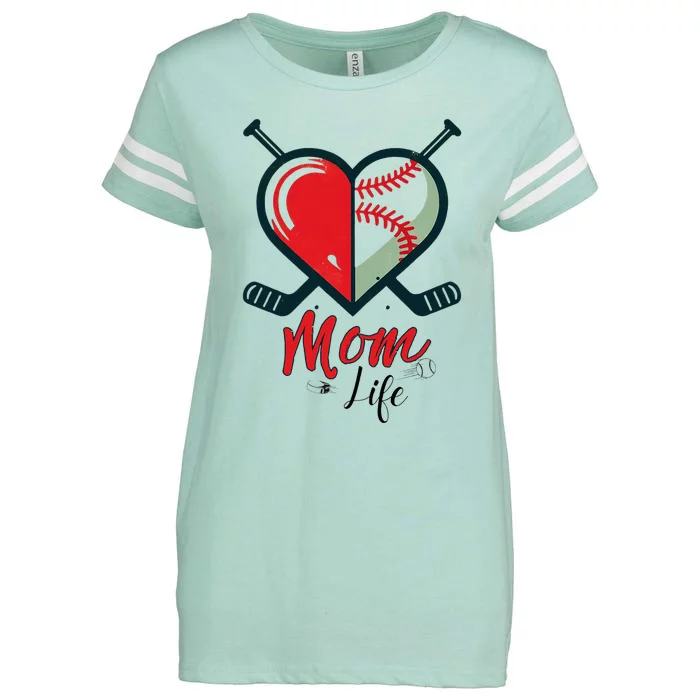 Mom Life Heart Funny Baseball Hockey Mom Mothers Day Enza Ladies Jersey Football T-Shirt