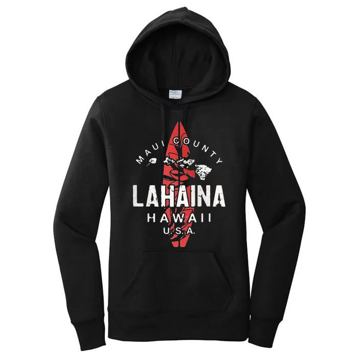 Maui Lahaina Hawaii Vintage Hawaiian Islands Surf Women's Pullover Hoodie