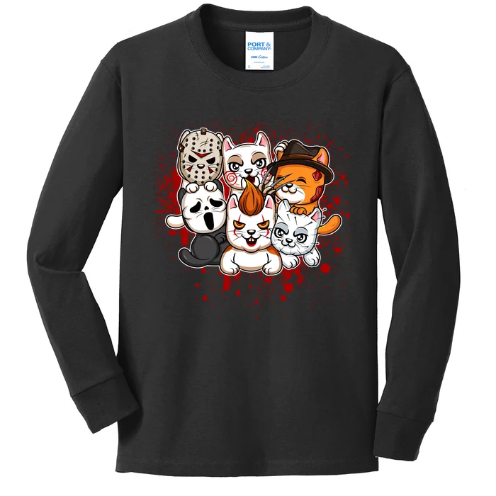 My Little Horror Crew Halloween Cats Kids Long Sleeve Shirt