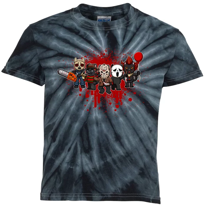 My Little Horror Crew Halloween Black Cat Kids Tie-Dye T-Shirt