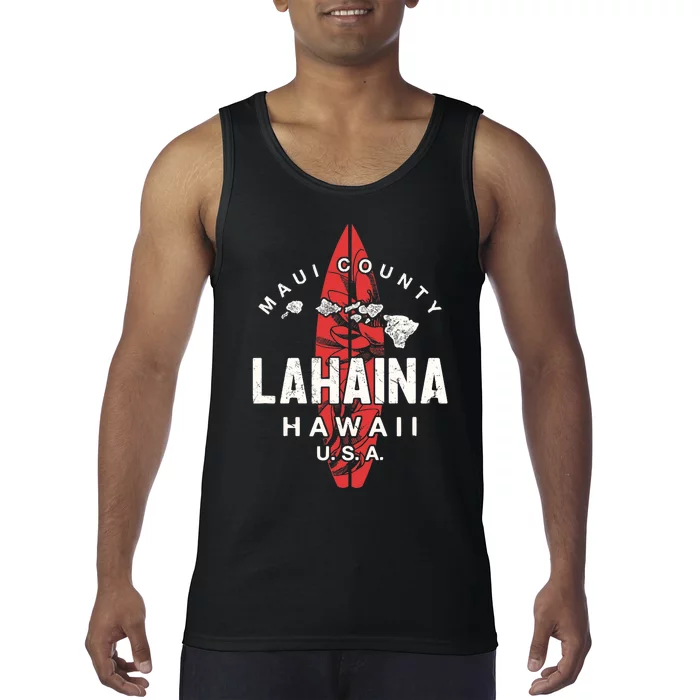 Maui Lahaina Hawaii Vintage Hawaiian Islands Surf Tank Top