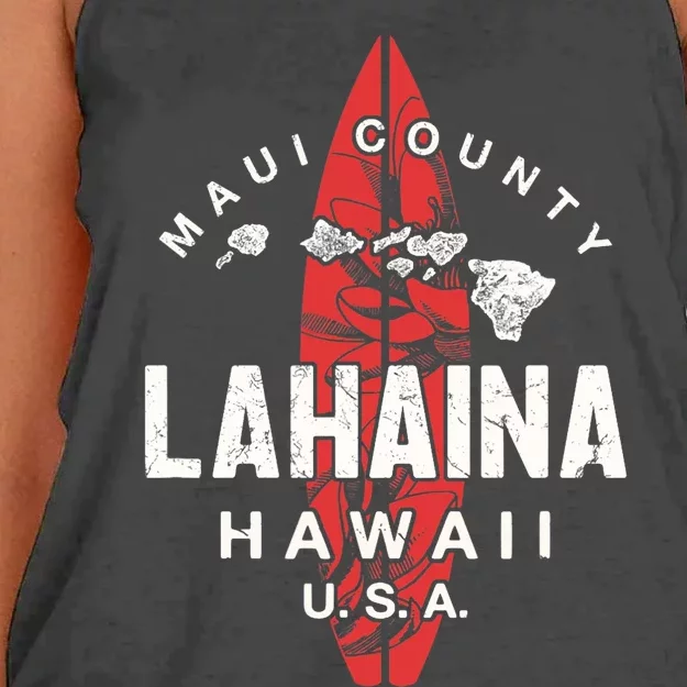 Maui Lahaina Hawaii Vintage Hawaiian Islands Surf Women's Knotted Racerback Tank