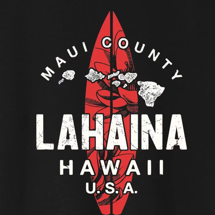 Maui Lahaina Hawaii Vintage Hawaiian Islands Surf Women's Crop Top Tee