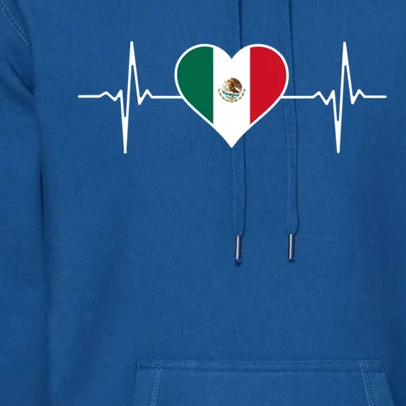 México Love Heartbeat Mexican Flag Pulse Heart For Mexico Gift Premium Hoodie