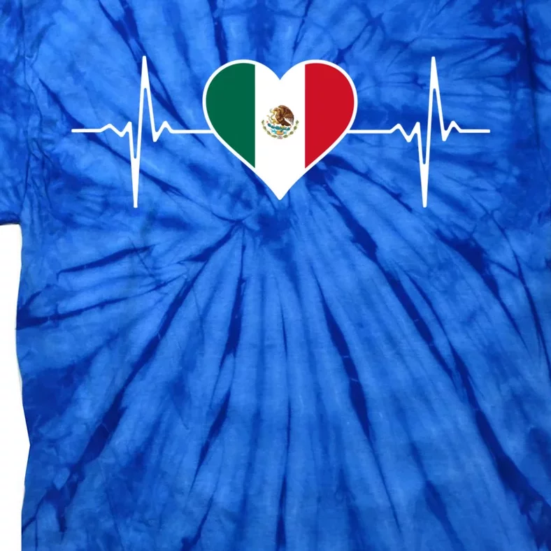 México Love Heartbeat Mexican Flag Pulse Heart For Mexico Gift Tie-Dye T-Shirt