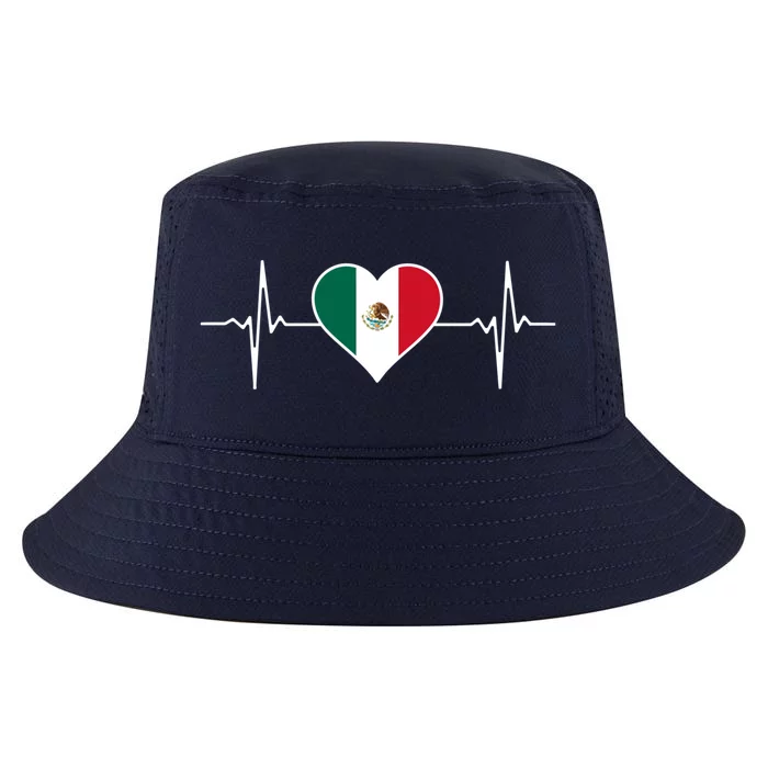 México Love Heartbeat Mexican Flag Pulse Heart For Mexico Gift Cool Comfort Performance Bucket Hat