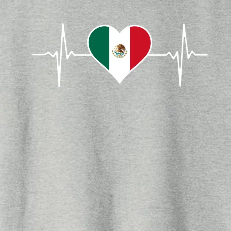 México Love Heartbeat Mexican Flag Pulse Heart For Mexico Gift Women's Crop Top Tee