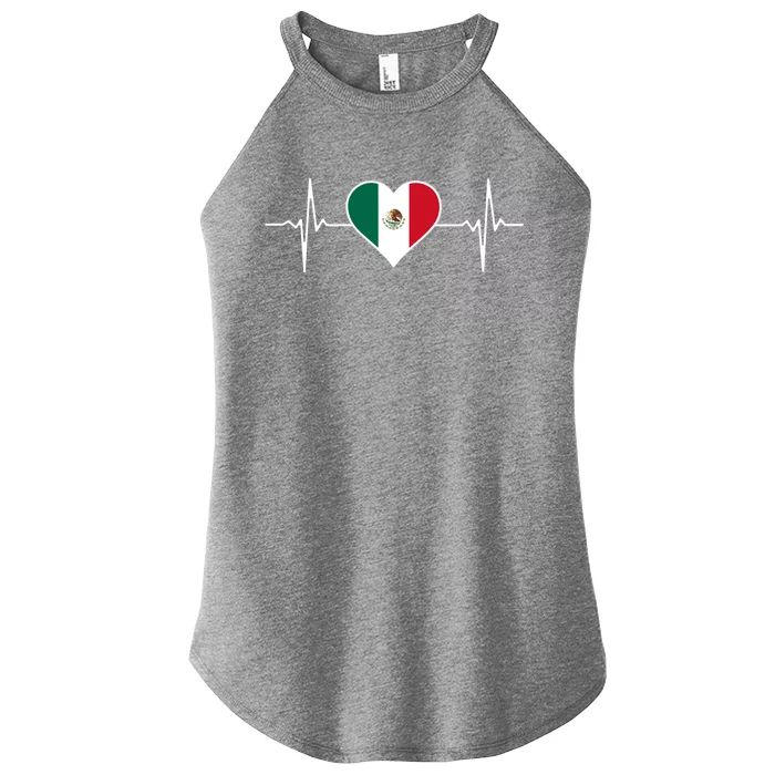 México Love Heartbeat Mexican Flag Pulse Heart For Mexico Gift Women’s Perfect Tri Rocker Tank