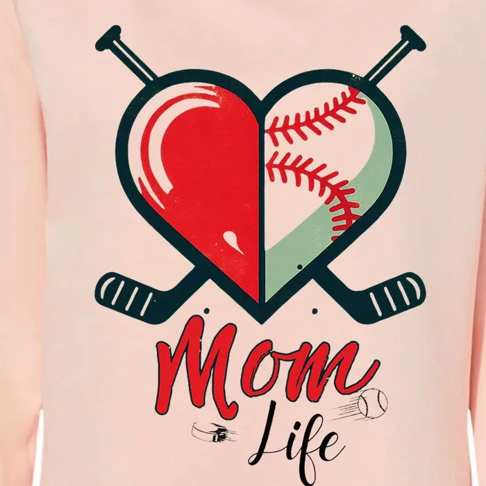 Mom Life Heart Funny Baseball Hockey Mom Mothers Day Womens California Wash Sweatshirt