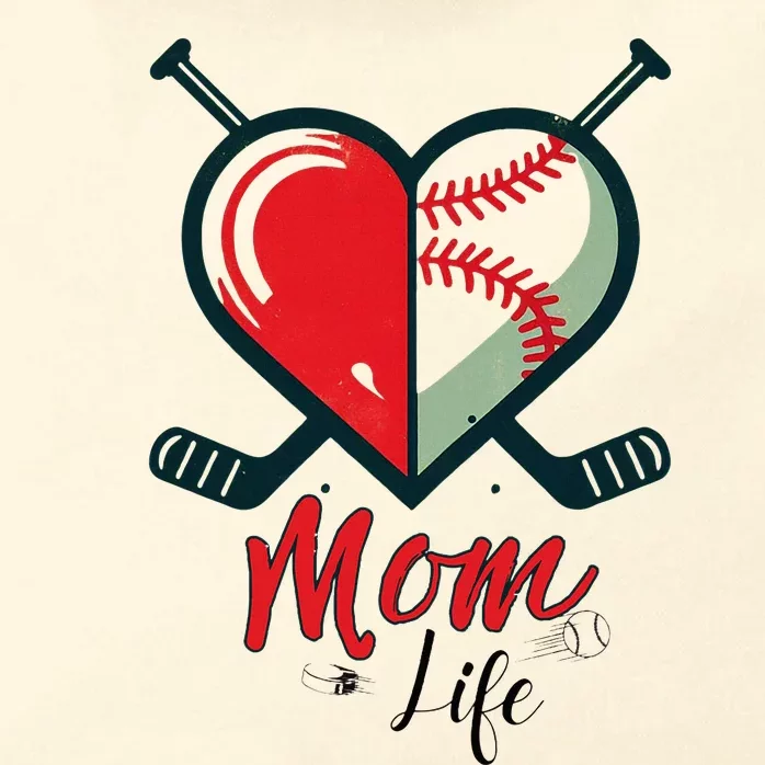 Mom Life Heart Funny Baseball Hockey Mom Mothers Day Zip Tote Bag