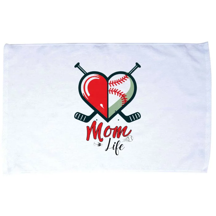 Mom Life Heart Funny Baseball Hockey Mom Mothers Day Microfiber Hand Towel