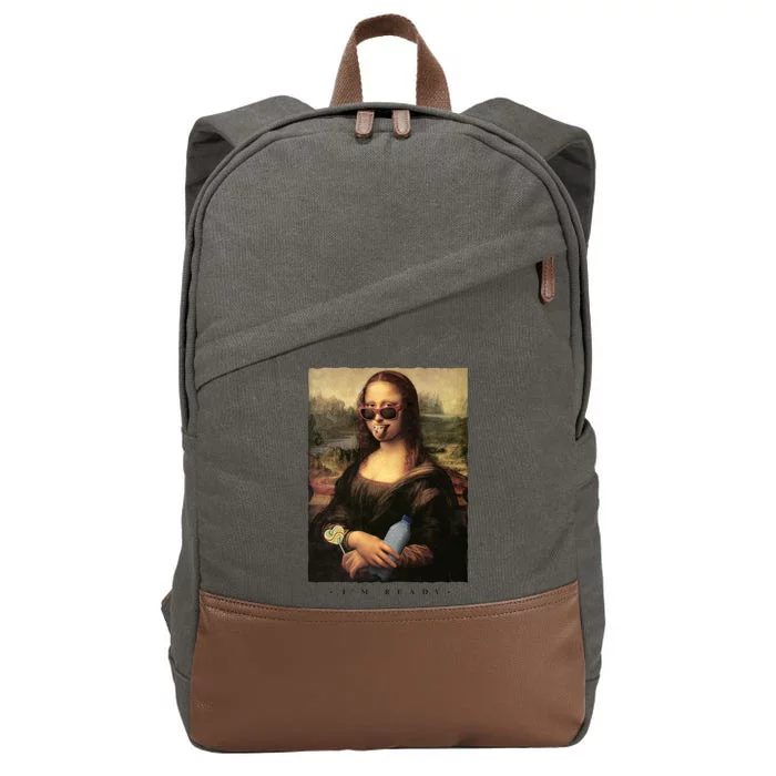 Mona Lisa I'm Ready Funny Party Cotton Canvas Backpack