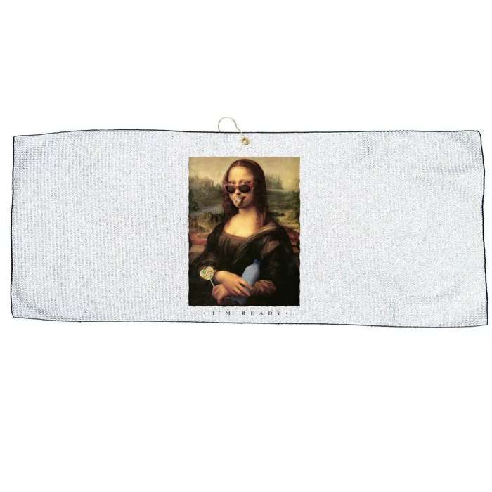 Mona Lisa I'm Ready Funny Party Large Microfiber Waffle Golf Towel