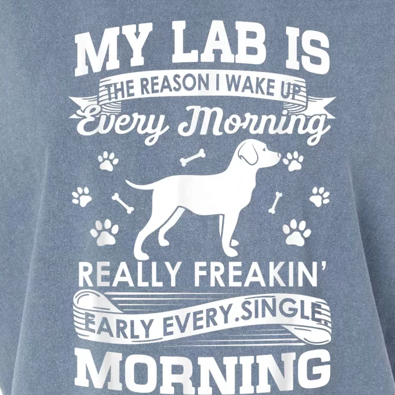 My Lab Is The Reason I Wake Up Early Black Lab Garment-Dyed Women's Muscle Tee