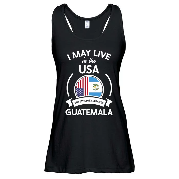 May Live In USA But My Story Began In Guatemala Flag Gift Ladies Essential Flowy Tank