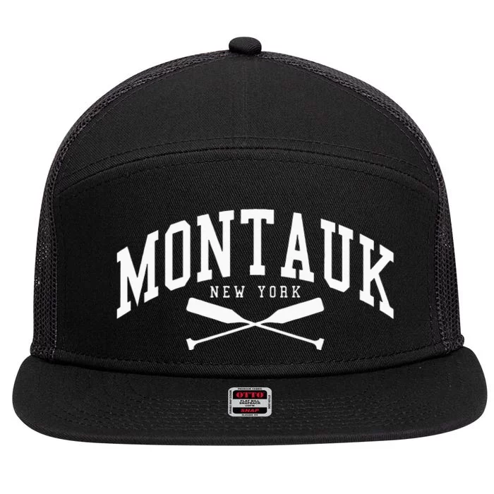 Montauk Long Island New York Collegiate Style 7 Panel Mesh Trucker Snapback Hat