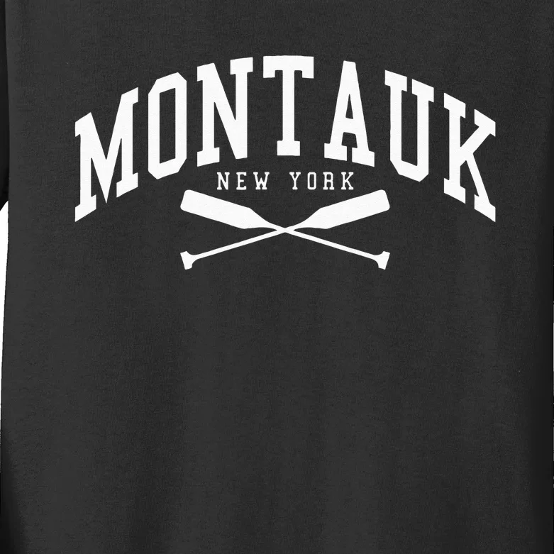 Montauk Long Island New York Collegiate Style Kids Long Sleeve Shirt