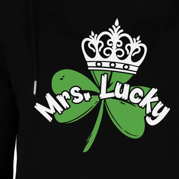 Mrs Lucky Irish Shamrock Womens Funnel Neck Pullover Hood