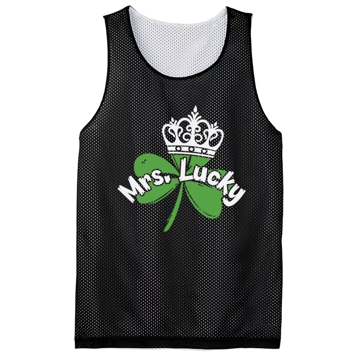 Mrs Lucky Irish Shamrock Mesh Reversible Basketball Jersey Tank